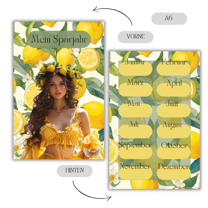 Mein Sparjahr und Sparplan im Zitronen Design
