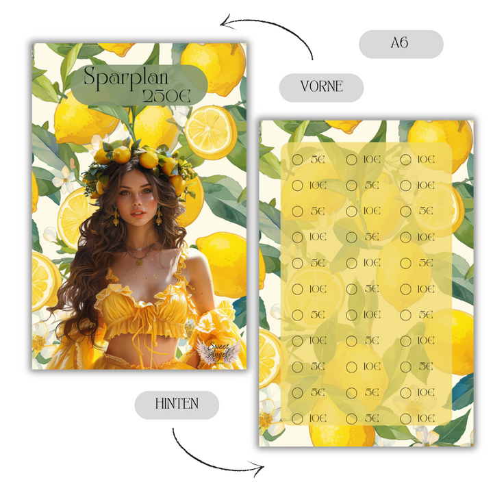 Mein Sparjahr und Sparplan im Zitronen Design